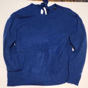 Halogen Royal Blue Crewneck Sweater With Bow Detail